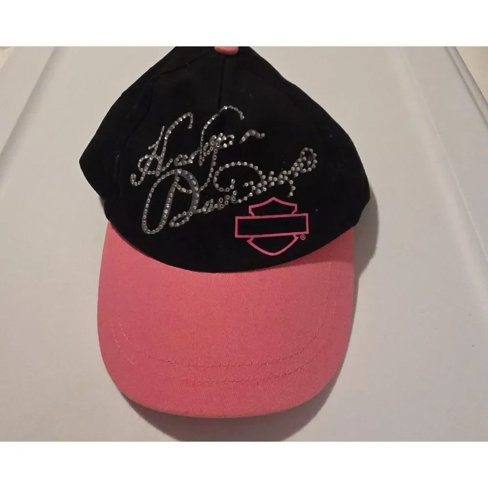 Harley-Davidson Toddler Black and Pink Rhinestone Cap